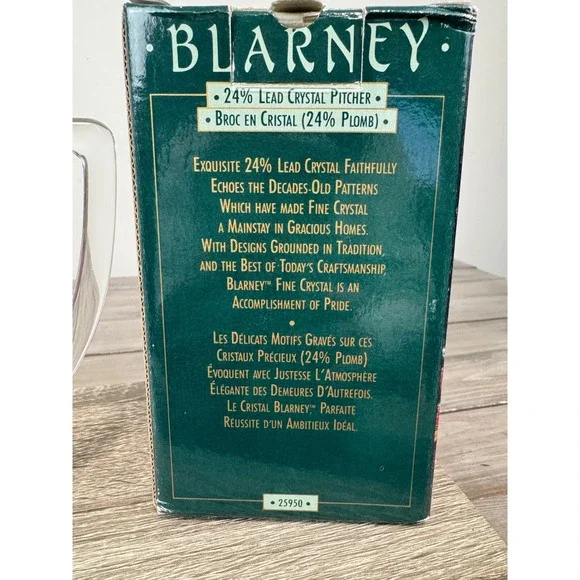 Blarney 24% Lead Crystal Pitcher Vintage 1989 Yugoslavia Diamond Cut - Picture 3 of 9
